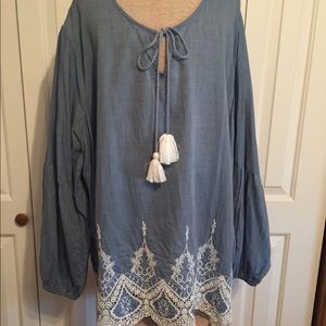 Women’s blouse with beautiful embroidered bottom